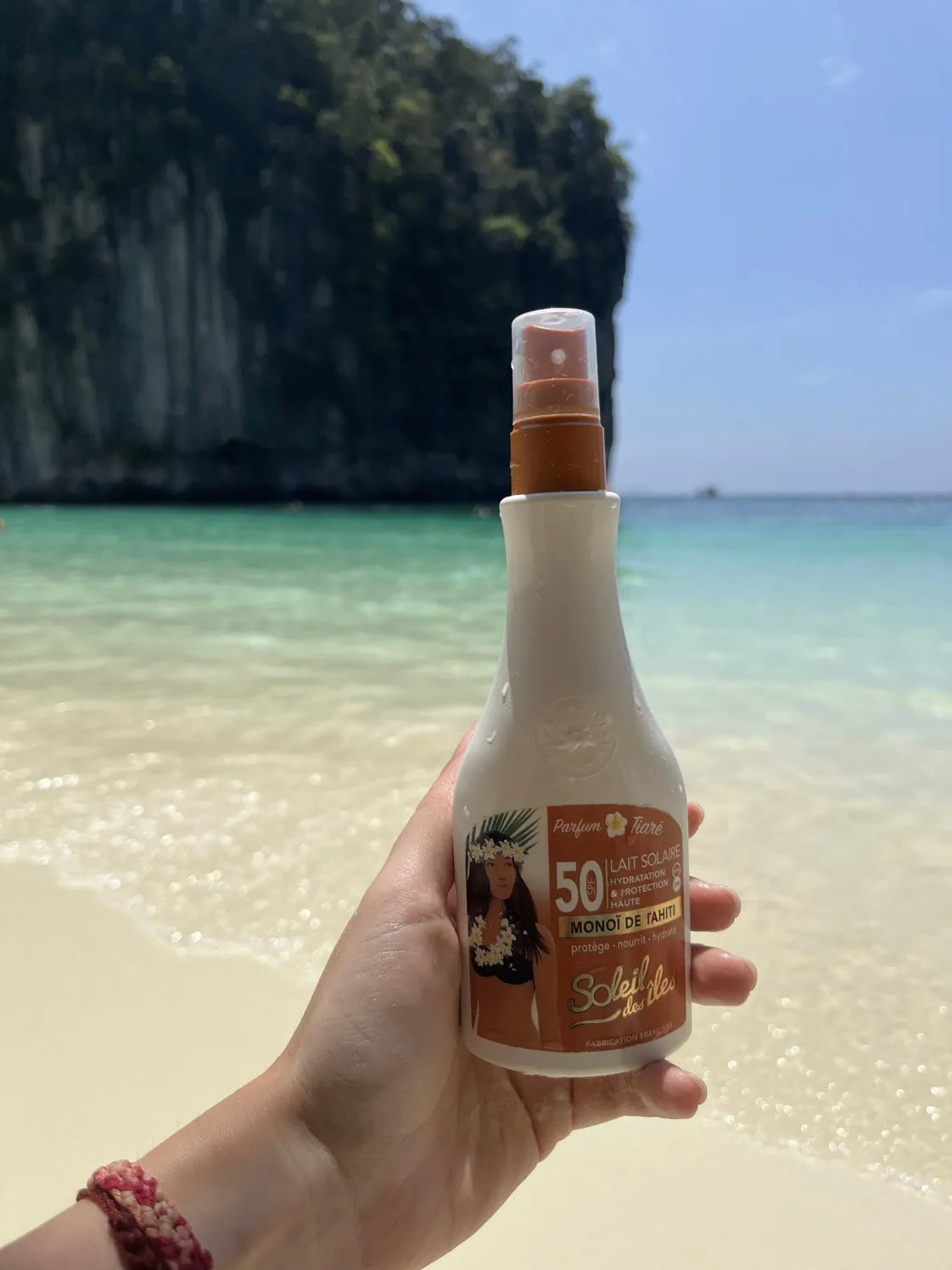 Lait solaire SPF 50 au Monoï